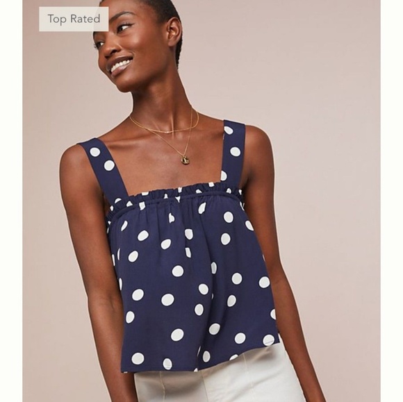 Anthropologie Tops - ANTHROPOLOGIE Maeve Polka Dot Swing Top NWT